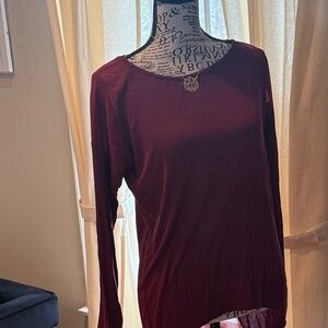 bebe Deep Red Long Sleeve Top